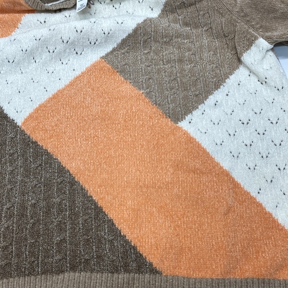 Alfred Dunner Color Block Sweater Embellished Neckline Size XL Pullover Crewneck - Picture 10 of 12